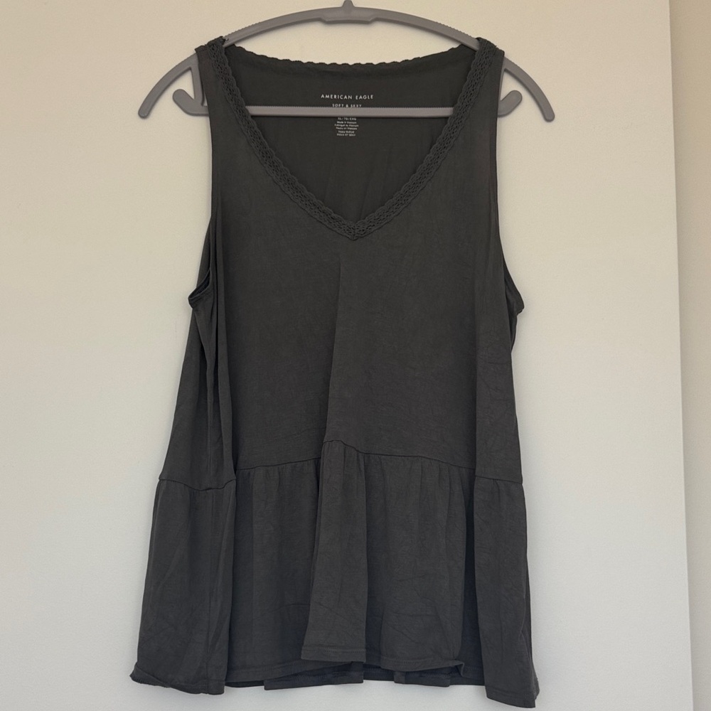 American Eagle Outfitters Charcoal Sleeveless Tank Top